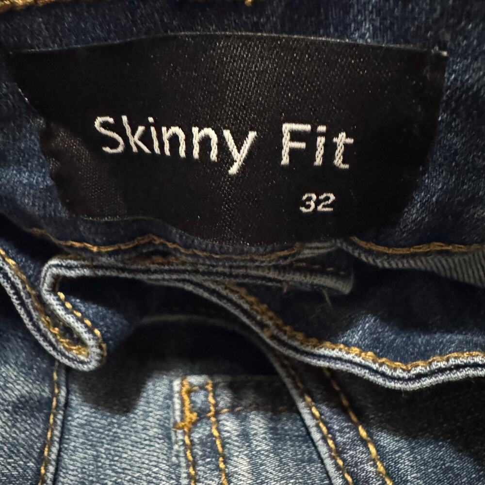 GINGTTO Mens Jeans Size 32x28 Skinny Fit Stretch Pants 32 28 Blue Denim - Picture 2 of 13